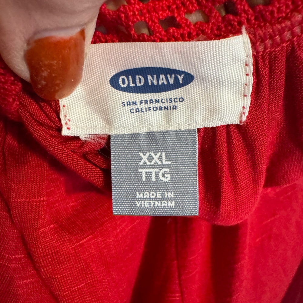 NWT  Old Navy Red Crochet Square-Neck Peasant Top   SIZE: 2X    #K - Picture 10 of 12